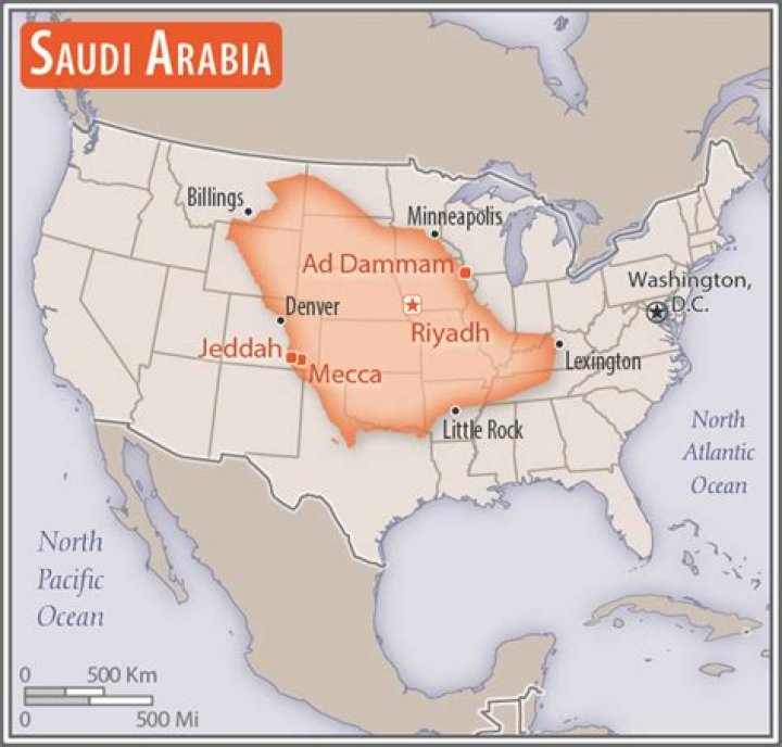 How much land does Saudi Arabia own in California?
